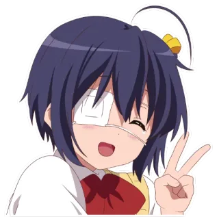 ✌ Rikka Takanashi Love, Chunibyo & Other Delusions! Аниме, Девочка, Милая, Рикка Таканаси, Знак мира, Тюнибё, Стикер whatsapp sticker