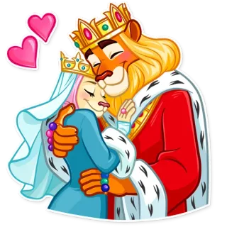 💕 лев, кролик, пара, любовь, корона, романтика telegram sticker