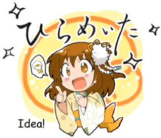 💡 ひらめいた! Anime, Mädchen, Idee, Glitzer, Cartoon telegram sticker