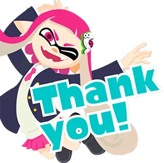 😉 Thank You! спасибо, стикер, инклинг, splatoon whatsapp sticker