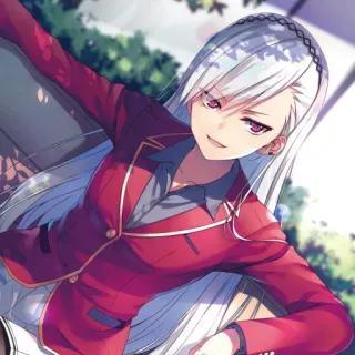 📕 Anime, Fille, Veste rouge, Cheveux blancs, Personnage telegram sticker