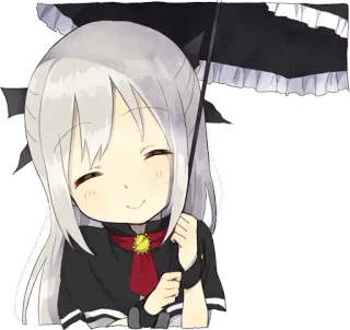 ☺️ Anime, Ragazza, Ombrello, Carina, Sorridendo, Cartone animato whatsapp sticker