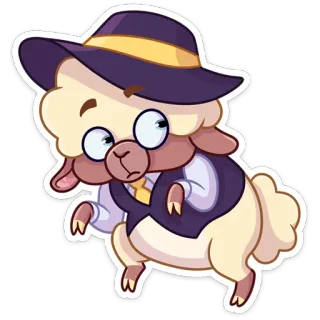 👀 sheep, cartoon, animal, hat, cute, gentleman telegram sticker