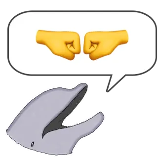 🤛 delfín, emoji, puños, manos, animal, dibujos animados whatsapp sticker