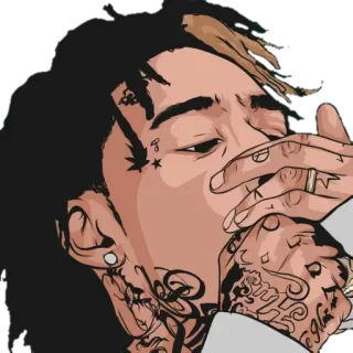 ☠ Wiz Khalifa Wiz Khalifa, raper, muzyka, trawa, tatuaż telegram sticker