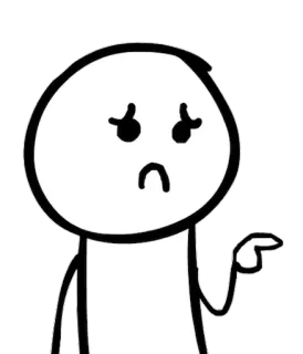 😥 adesivo, desenho animado, triste, apontando, personagem, simples, ilustração, contorno whatsapp sticker