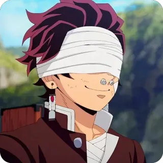 🤡 Tanjiro Kamado Demon Slayer anime, Demon Slayer, manga, Tanjiro Kamado, bandage, blind whatsapp sticker