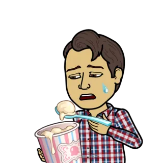 😭 sorvete, triste, Bitmoji, sobremesa, chorando, desenho animado telegram sticker