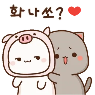 💬 화났쏘? милый, животные, свинья, кошка, любовь, сердце, корейский whatsapp sticker