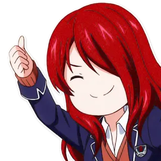 👍 anime girl, red hair, thumbs up, sticker, cartoon telegram sticker