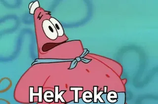 😀 Patrick Star Spongebob Squarepants Hek Tek'e Kreskówka, Spongebob, Patryk Rozgwiazda, Śmieszne, Meme, Hek Tek'e telegram sticker