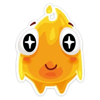 🤩 kuning, kartun, lendir, imut, kawaii, karakter whatsapp sticker
