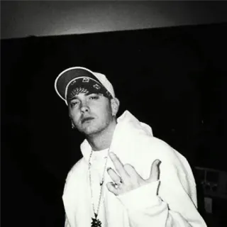 🤠 Eminem rapper, dedo do meio, música, gesto ofensivo whatsapp sticker