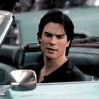 🩸 Damon Salvatore The Vampire Diaries wampir, samochód, Ian Somerhalder, Pamiętniki wampirów, Damon Salvatore, portret telegram sticker