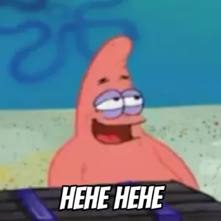 🏃 Patrick Star SpongeBob SquarePants HEHE HEHE patricio estrella, bob esponja, jeje, meme, dibujos animados whatsapp sticker