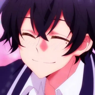 ⬛️ 动漫, 漫画, 角色, 肖像, 微笑, 快乐 telegram sticker
