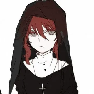 🧷 freira, religioso, anime, cruz, personagem, desenho animado whatsapp sticker