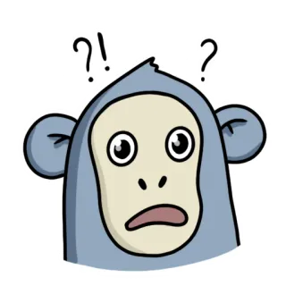 😮 aap, vraagteken, uitroepteken, verward, dier, cartoon telegram sticker