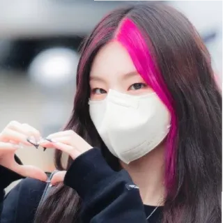 ❤️ mujer, máscara, coreano, pelo rosa, gesto corazón, asiático, retrato whatsapp sticker