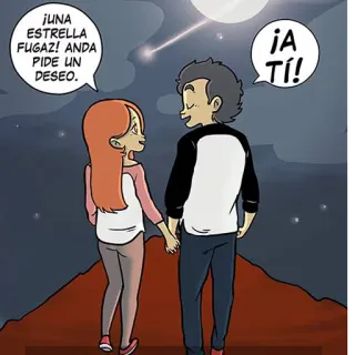 🌠 ¡UNA ESTRELLA FUGAZ! ANDA PIDE UN DESEO. ¡A TÍ! падающая звезда, желание, пара, ночь, лунный свет, романтика telegram sticker