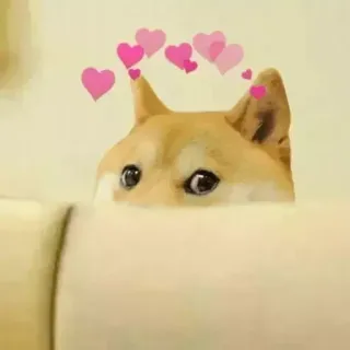 🙂 doge, chó, trái tim, dễ thương, động vật, shiba inu telegram sticker