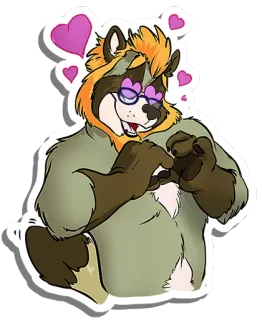 ❤ raccoon, furry, hearts, cartoon, animal, glasses telegram sticker