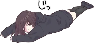😞 じ Anime, Allongée, Fatiguée, Fille, Dessin animé whatsapp sticker