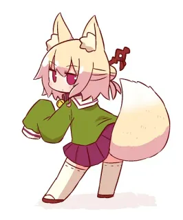 👀 Anime, Chibi, Raposa, Kemonomimi, Fofo, Kawaii, Orelhas de animal, Fantasia telegram sticker