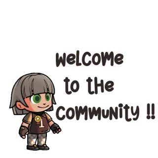 👋 welcome to the COMMUNITY !! bienvenue, communauté, amical, personnage, dessin animé, salutation, texte whatsapp sticker