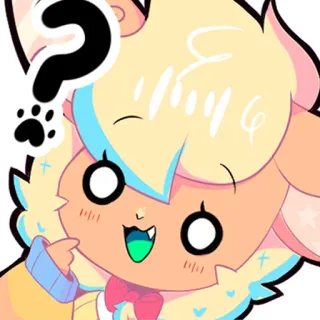 🧐 lindo, kawaii, dibujos animados, animal, personaje, signo de interrogación, huella de pata telegram sticker
