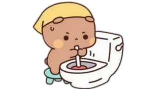 🫖 Kartun, Toilet, Penyedot WC, Pembersihan, Lucu, Karakter telegram sticker