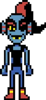 🐡 Undyne Undertale pixel art, videojuego, monstruo, azul, Undertale whatsapp sticker