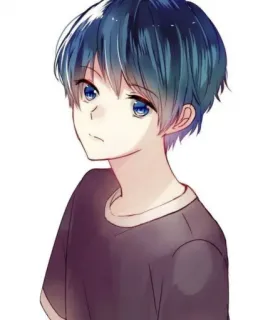 🙄 anime, anak laki-laki, rambut biru, kartun, imut telegram sticker
