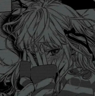 🖤 Anime, Manga, Ragazza, Triste, Piangente, Emozionale telegram sticker