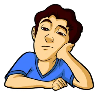 😒 annoiato, cartone animato, uomo, pigro, stanco whatsapp sticker