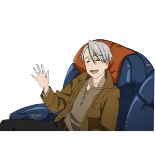 👋 Victor Nikiforov Yuri on Ice Аниме, Машет рукой, Персонаж, Виктор Никифоров, Yuri on Ice whatsapp sticker