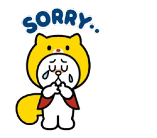 😢 SORRY... apology, sad, cartoon, cute, expression, character telegram sticker