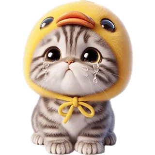 😭 cat, kitten, crying, sad, duck, hat, animal, cute whatsapp sticker