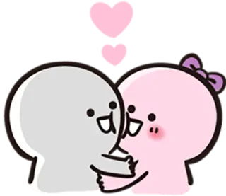 ❤ น่ารัก, ความรัก, คู่รัก, กอด, สีชมพู, การ์ตูน, มิตรภาพ, ทักทาย whatsapp sticker