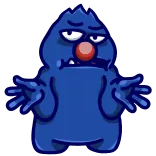 😑 蓝色怪物, 卡通, 耸肩, 困惑, 怪物, 可爱 whatsapp sticker