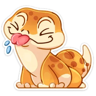 😛 ящерица, геккон, милый, животное, мультяшный, питомец, улыбающийся telegram sticker
