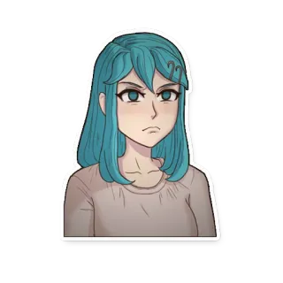 😡 Anime, Personage, Meisje, Blauw haar, Sticker telegram sticker