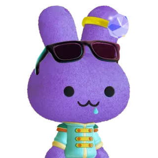 💜 만화, 토끼, 선글라스, 보라색, 동물, 캐릭터 telegram sticker