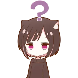 🌟 アニメ, はてなマーク, 猫耳, 可愛い, 困惑 telegram sticker