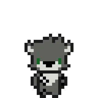 💕 Pixel Art, Wolf, Cartoon, Tier, Grau, Grüne Augen telegram sticker