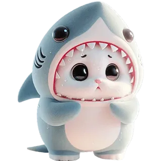 🥹 卡通, 动物, 鲨鱼, 可爱, 卡哇伊, 角色, 吉祥物 whatsapp sticker