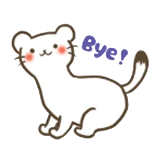 👋 Bye! 猫, 动物, 可爱, 再见, 告别, 白色 telegram sticker