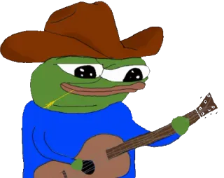 🤠 Pepe the Frog pepe the frog, country, western, cowboy, guitar telegram sticker