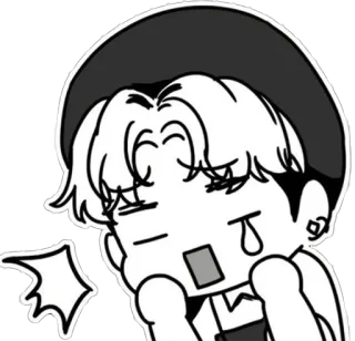 😮 Аниме, Манга, Персонаж, Черно-белый, Выражение telegram sticker