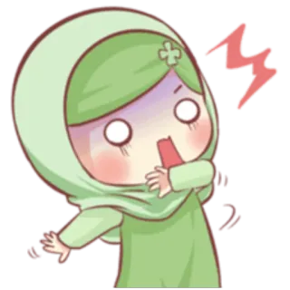 😰 Hijab, Muslim, geschockt, Anime, Cartoon, Mädchen whatsapp sticker
